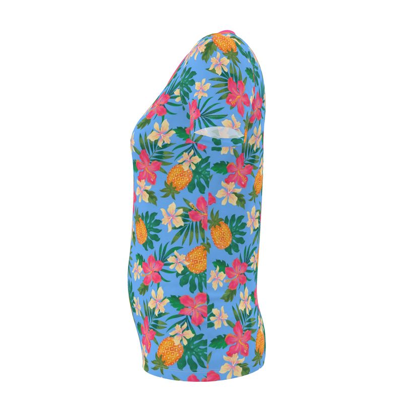 Women's Athletic V-Neck T-Shirt — Pineapple Paradise Island Breeze