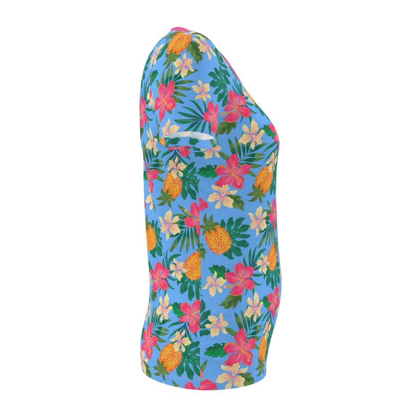 Women's Athletic V-Neck T-Shirt — Pineapple Paradise Island Breeze