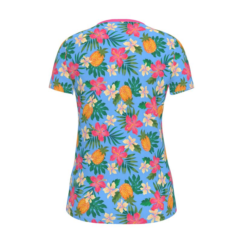 Women's Athletic V-Neck T-Shirt — Pineapple Paradise Island Breeze