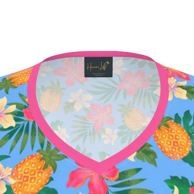 Women's Athletic V-Neck T-Shirt — Pineapple Paradise Island Breeze