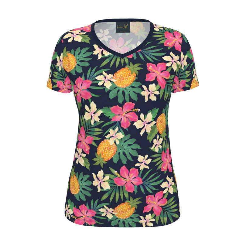 Women's Athletic V-Neck T-Shirt — Pineapple Paradise