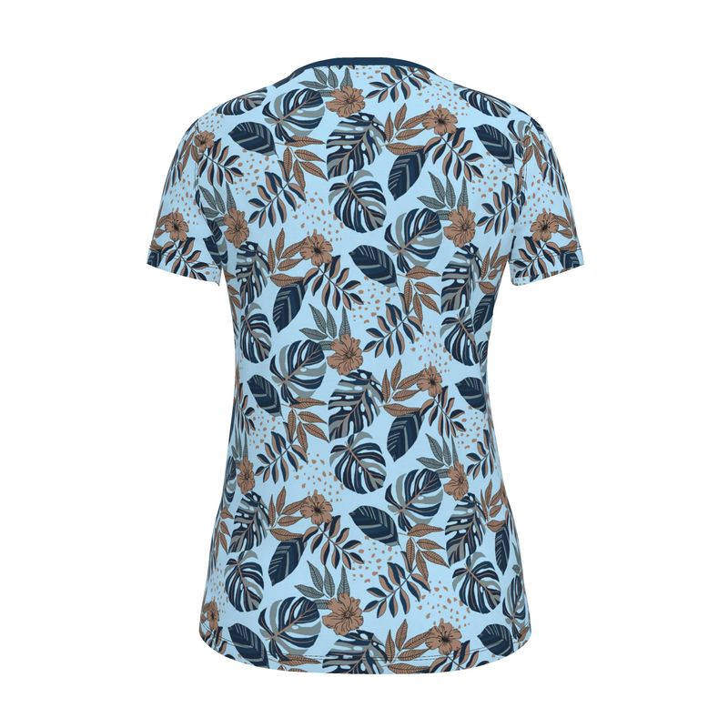 Women's Athletic V-Neck T-Shirt — Midnight Monstera Bluehaven