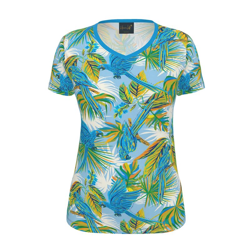 Women's Athletic V-Neck T-Shirt — Tropical Macaw