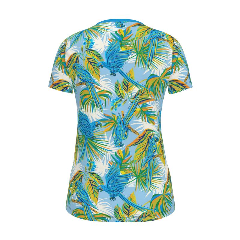 Women's Athletic V-Neck T-Shirt — Tropical Macaw