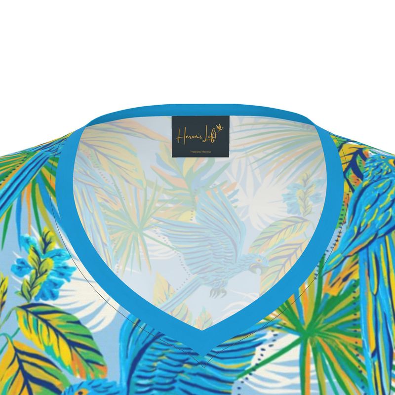 Women's Athletic V-Neck T-Shirt — Tropical Macaw