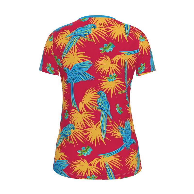 Women's Athletic V-Neck T-Shirt — Tropical Macaw Samba Red