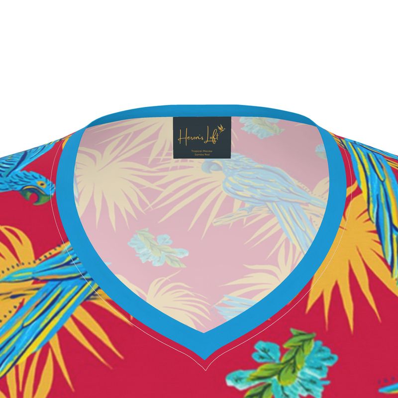 Women's Athletic V-Neck T-Shirt — Tropical Macaw Samba Red