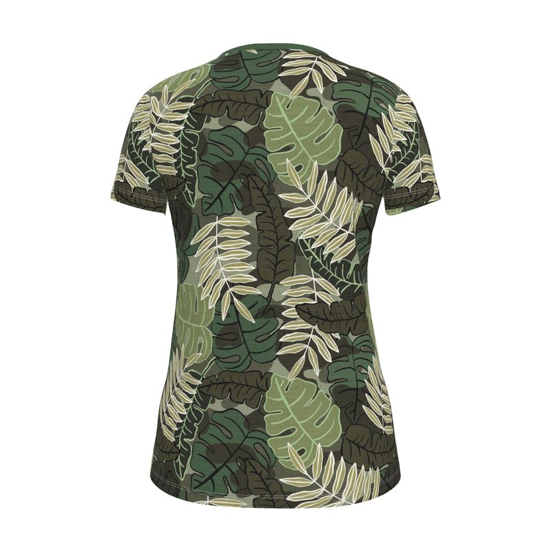 Women's Athletic V-Neck T-Shirt — Camo Leaves