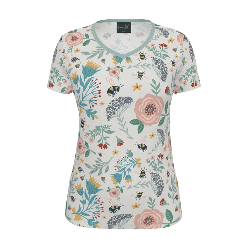 Women's Athletic V-Neck T-Shirt — Bee Garden