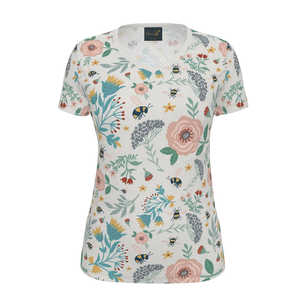 Women's Athletic V-Neck T-Shirt — Bee Garden