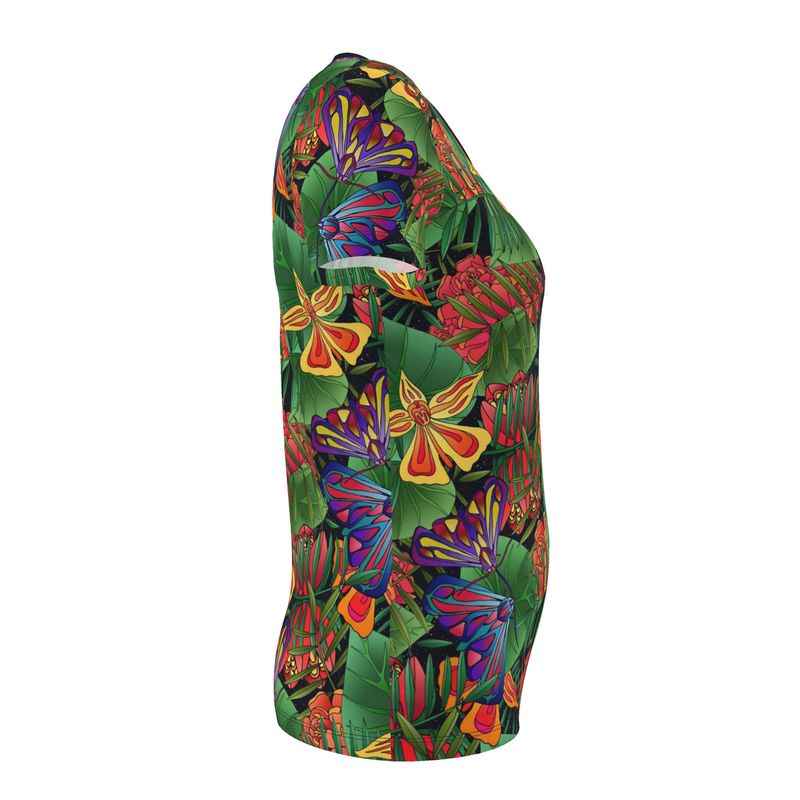 Women's Athletic V-Neck T-Shirt — Jungle Flower