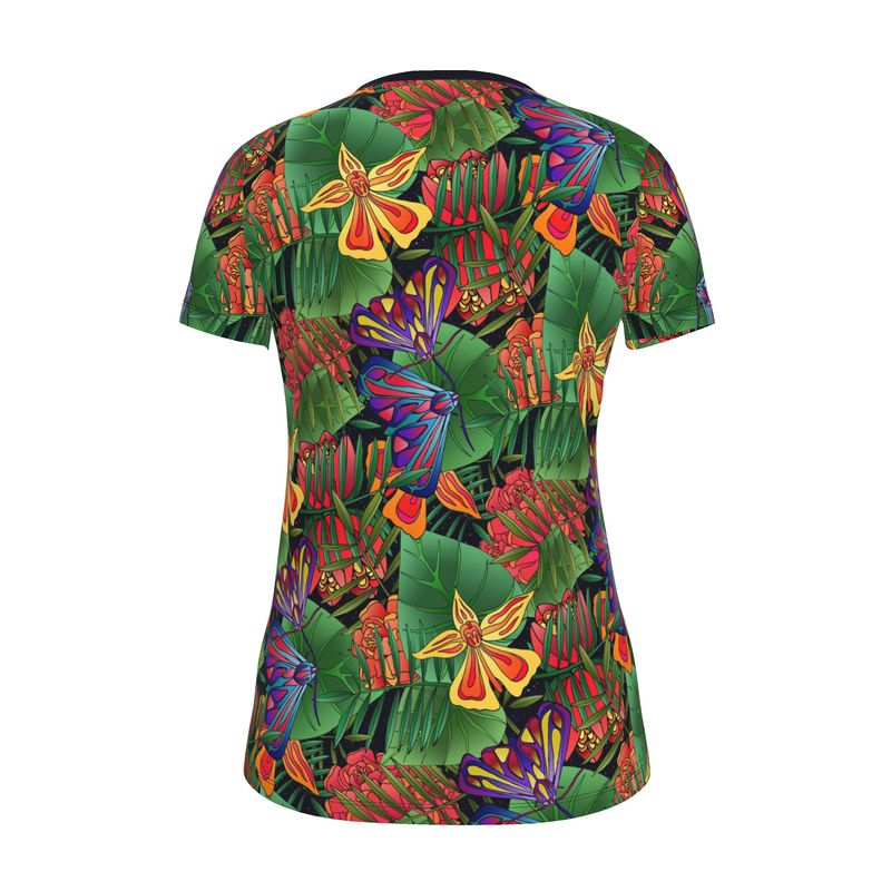 Women's Athletic V-Neck T-Shirt — Jungle Flower