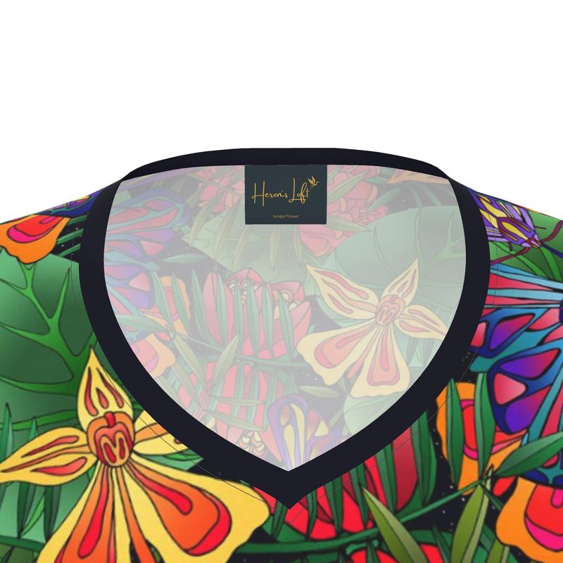Women's Athletic V-Neck T-Shirt — Jungle Flower