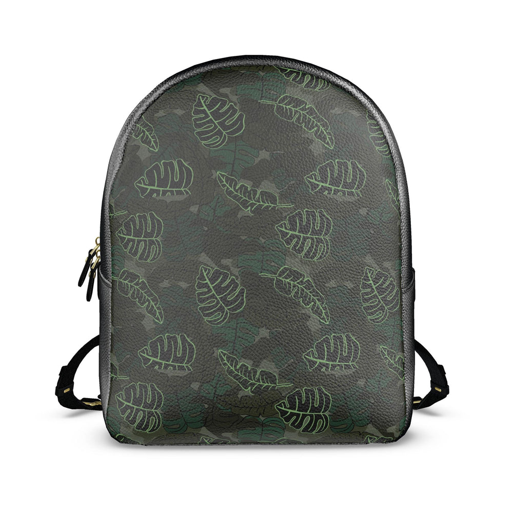 Nappa Leather Backpack — Camo Leaves Sage Noir