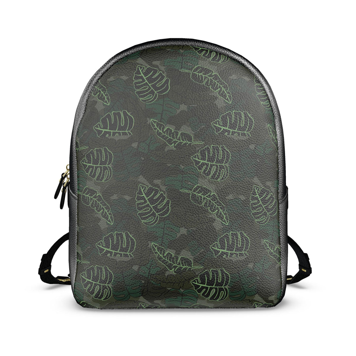Nappa Leather Backpack — Camo Leaves Sage Noir