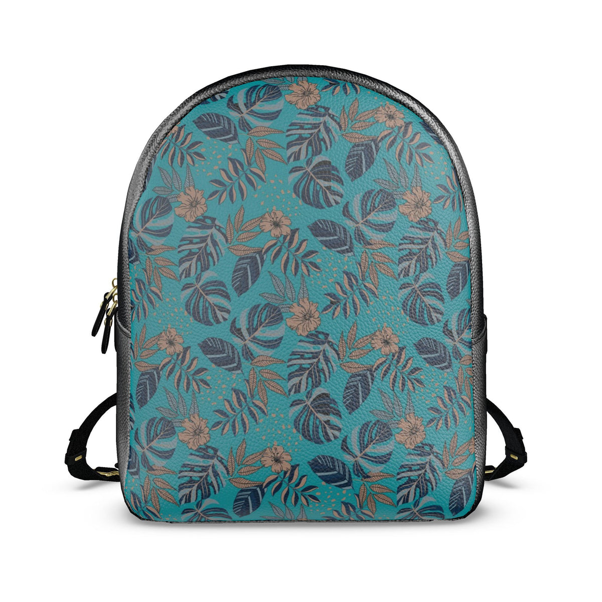 Nappa Leather Backpack — Midnight Monstera Cyan Noir