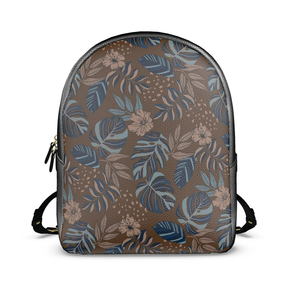 Nappa Leather Backpack — Midnight Monstera Roasted Teak