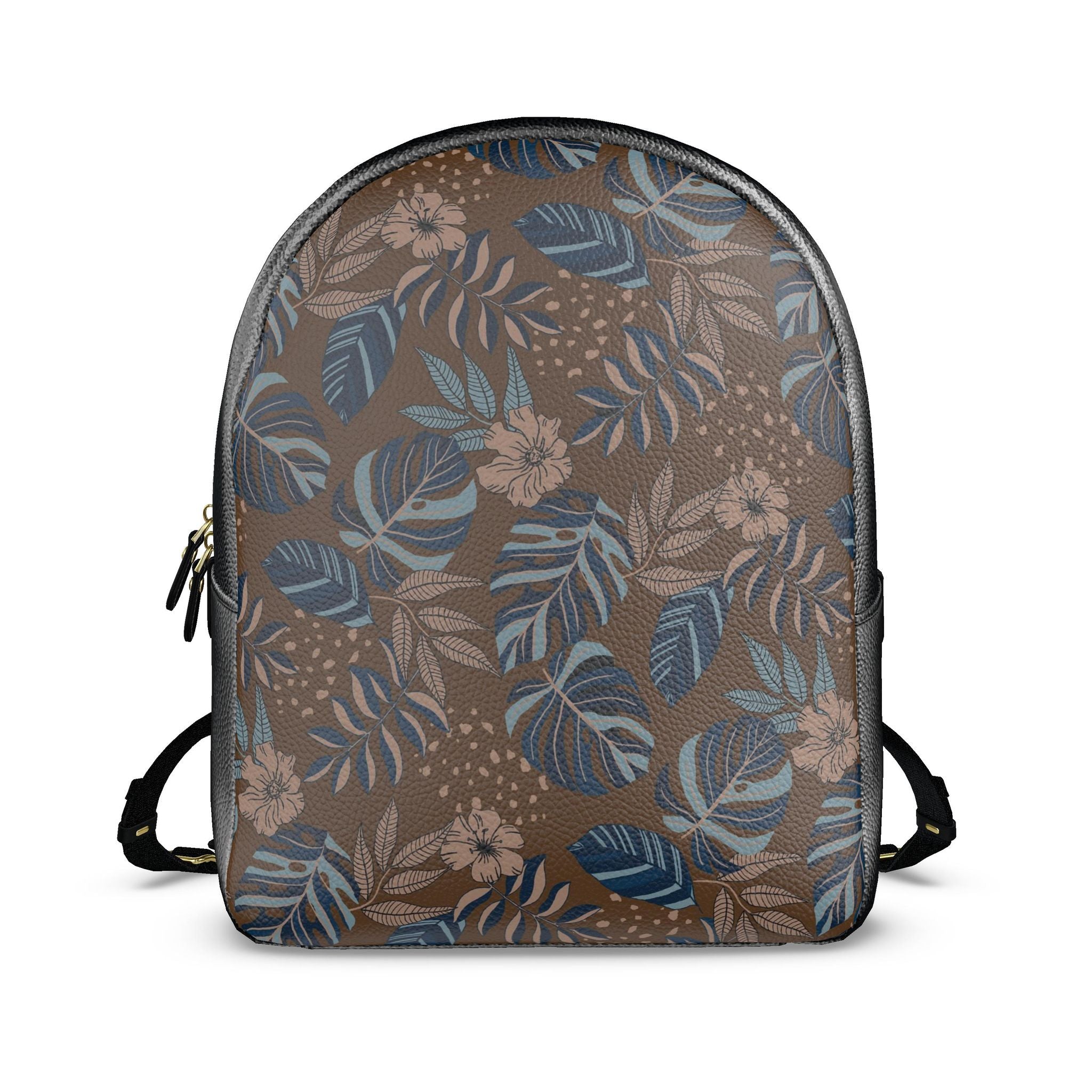 Nappa Leather Backpack — Midnight Monstera Roasted Teak