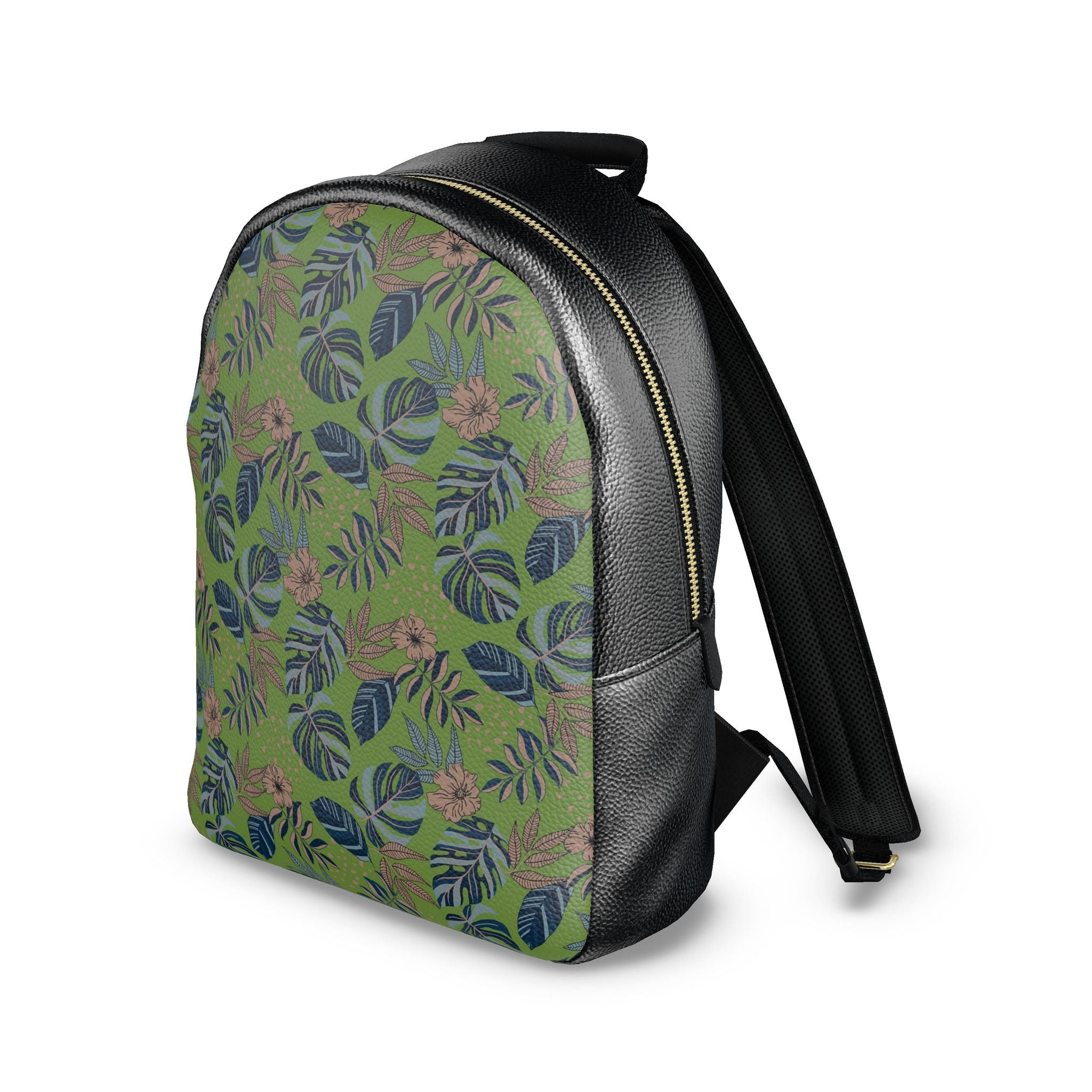 Nappa Leather Backpack — Midnight Monstera Olive Velour