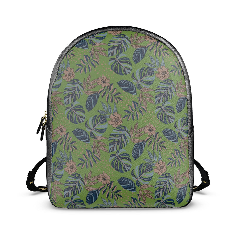 Nappa Leather Backpack — Midnight Monstera Olive Velour