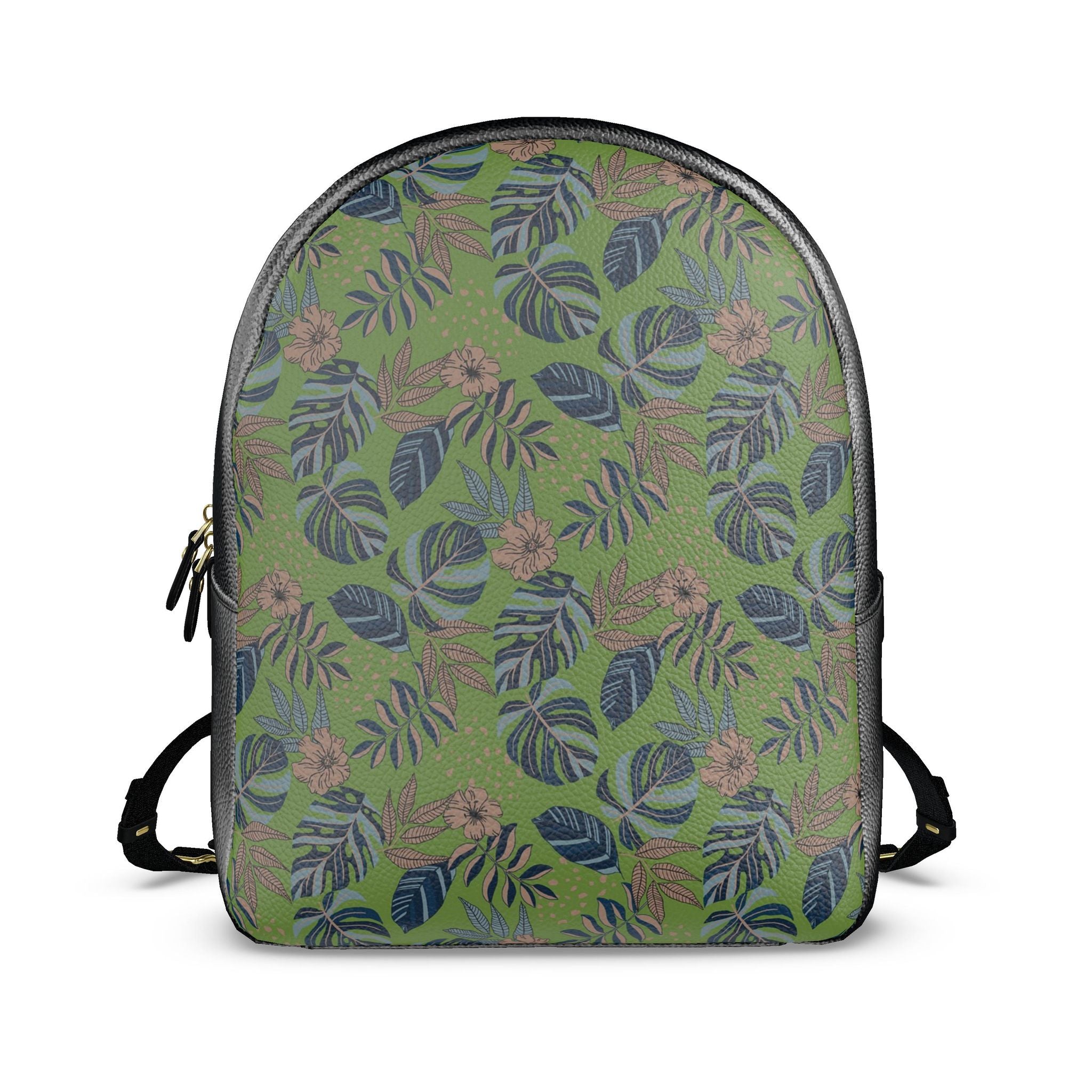 Nappa Leather Backpack — Midnight Monstera Olive Velour