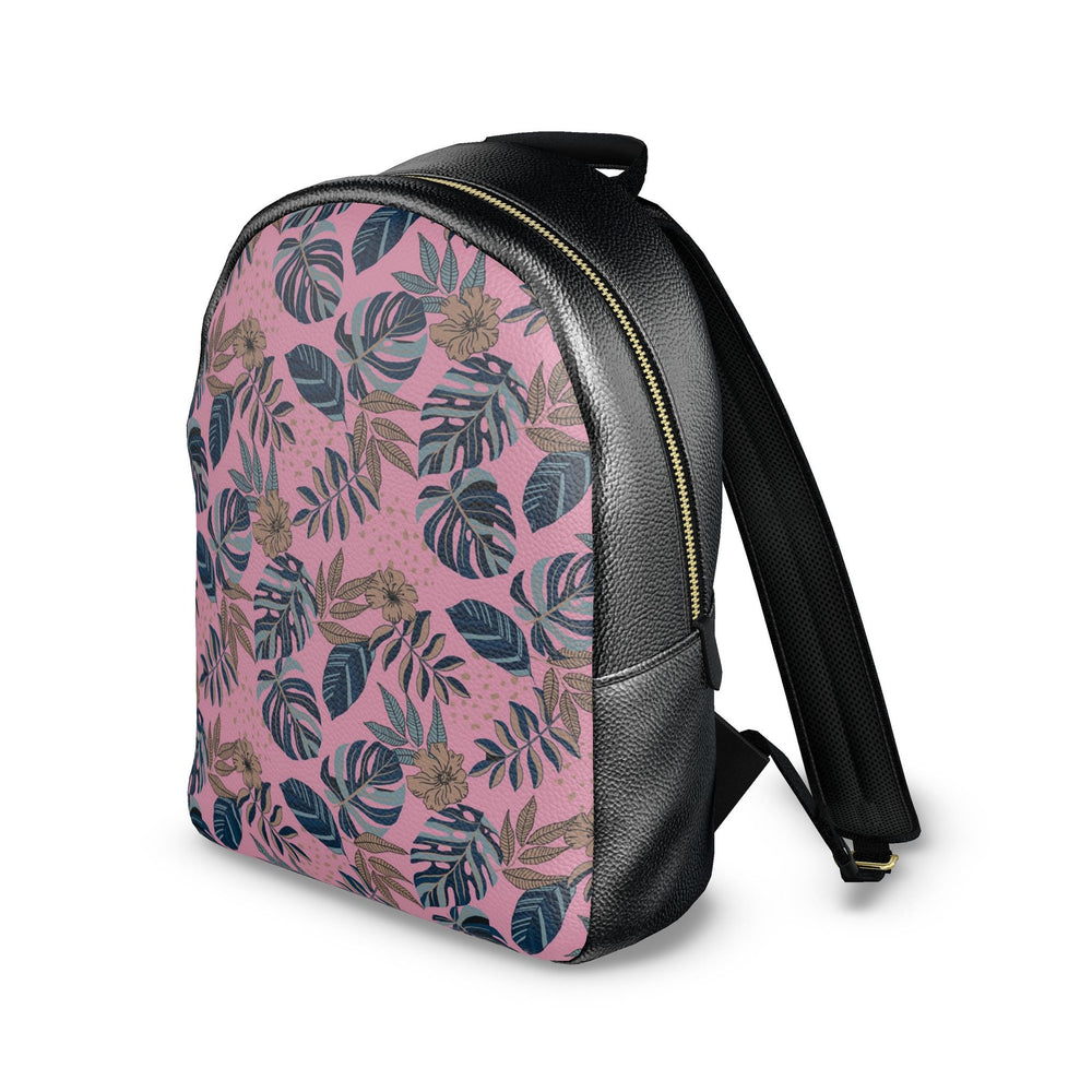 Nappa Leather Backpack — Midnight Monstera Lunaria Rose