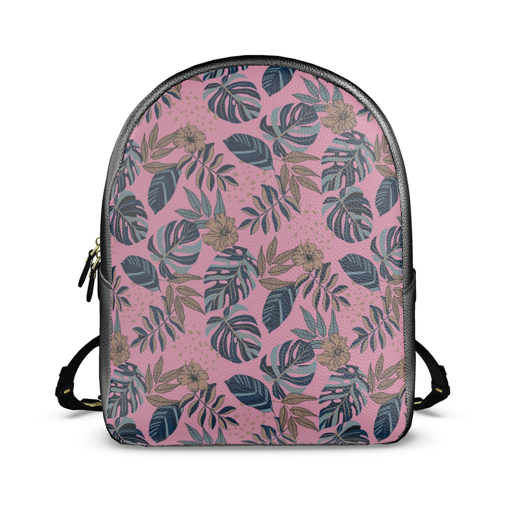 Nappa Leather Backpack — Midnight Monstera Lunaria Rose