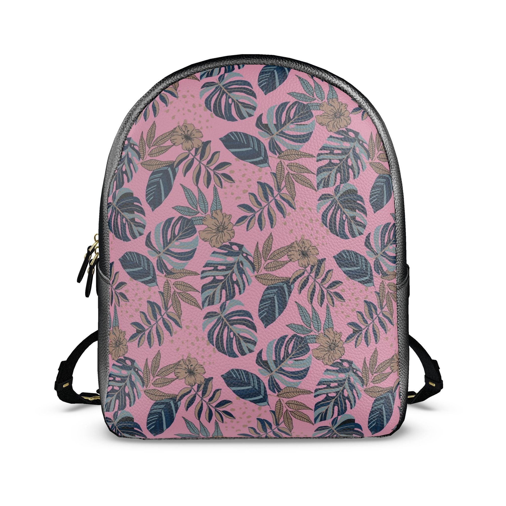 Nappa Leather Backpack — Midnight Monstera Lunaria Rose