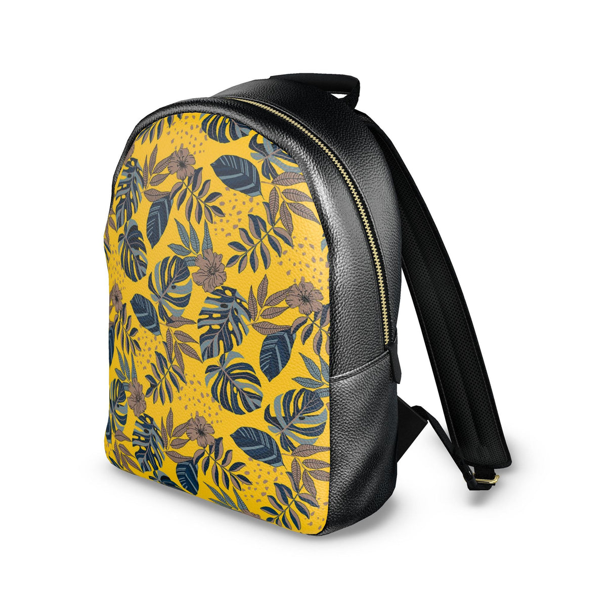 Nappa Leather Backpack — Midnight Monstera Honey Gold