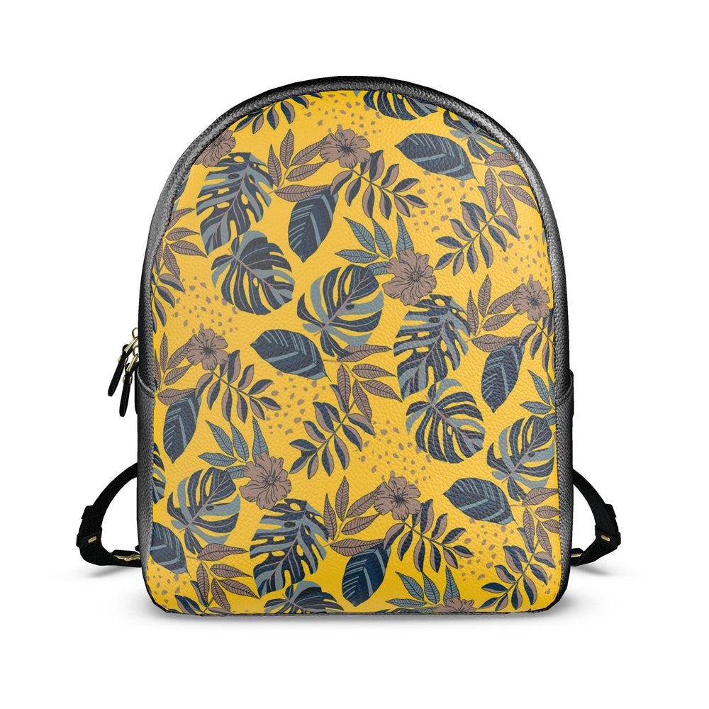 Nappa Leather Backpack — Midnight Monstera Honey Gold