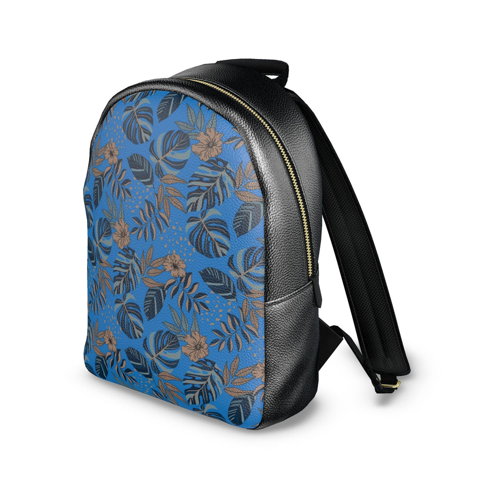 Nappa Leather Backpack — Midnight Monstera Azure Blue