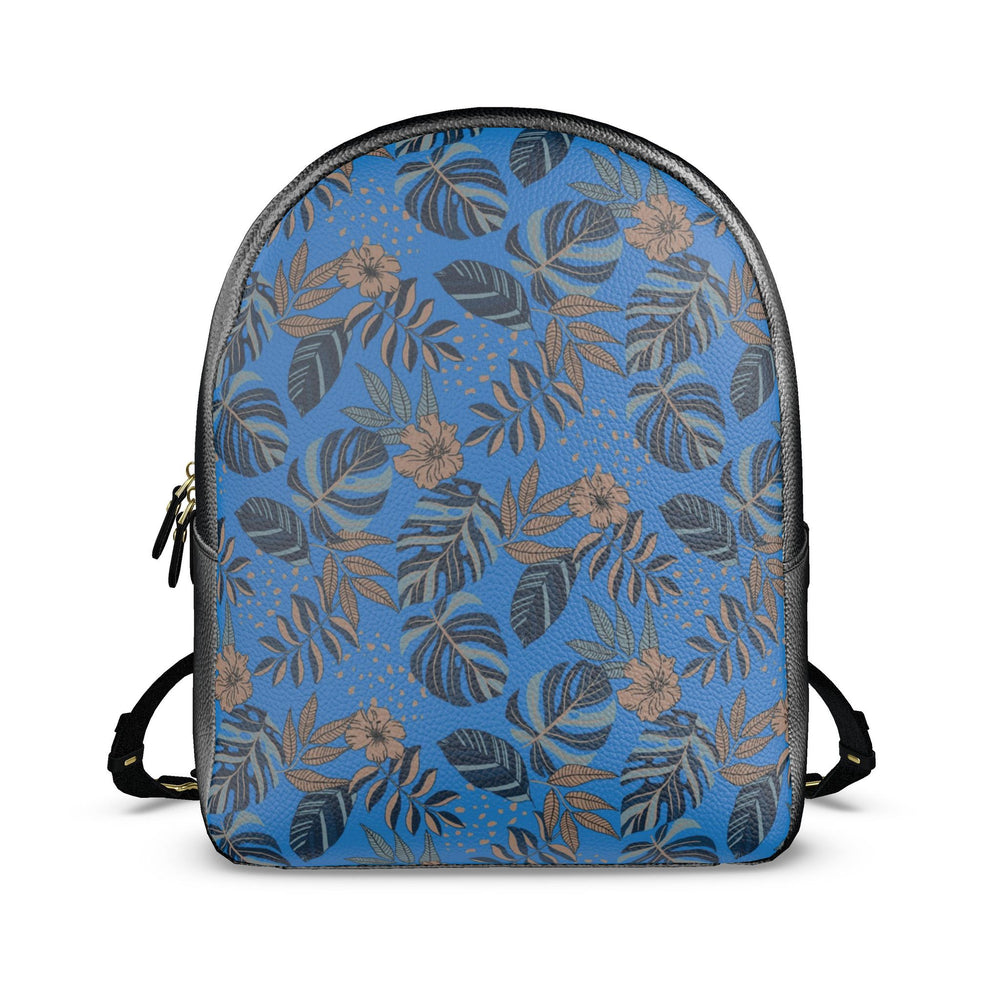 Nappa Leather Backpack — Midnight Monstera Azure Blue