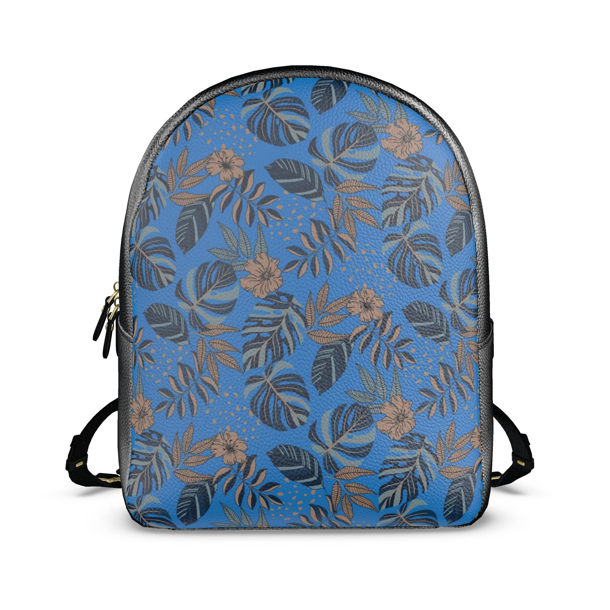 Nappa Leather Backpack — Midnight Monstera Azure Blue