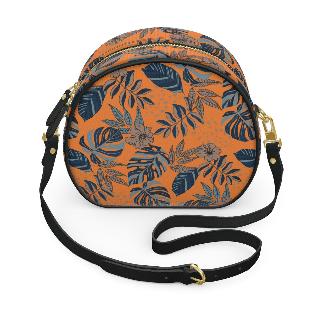 Gumdrop Nappa Leather Bag — Midnight Monstera Cadmium Orange