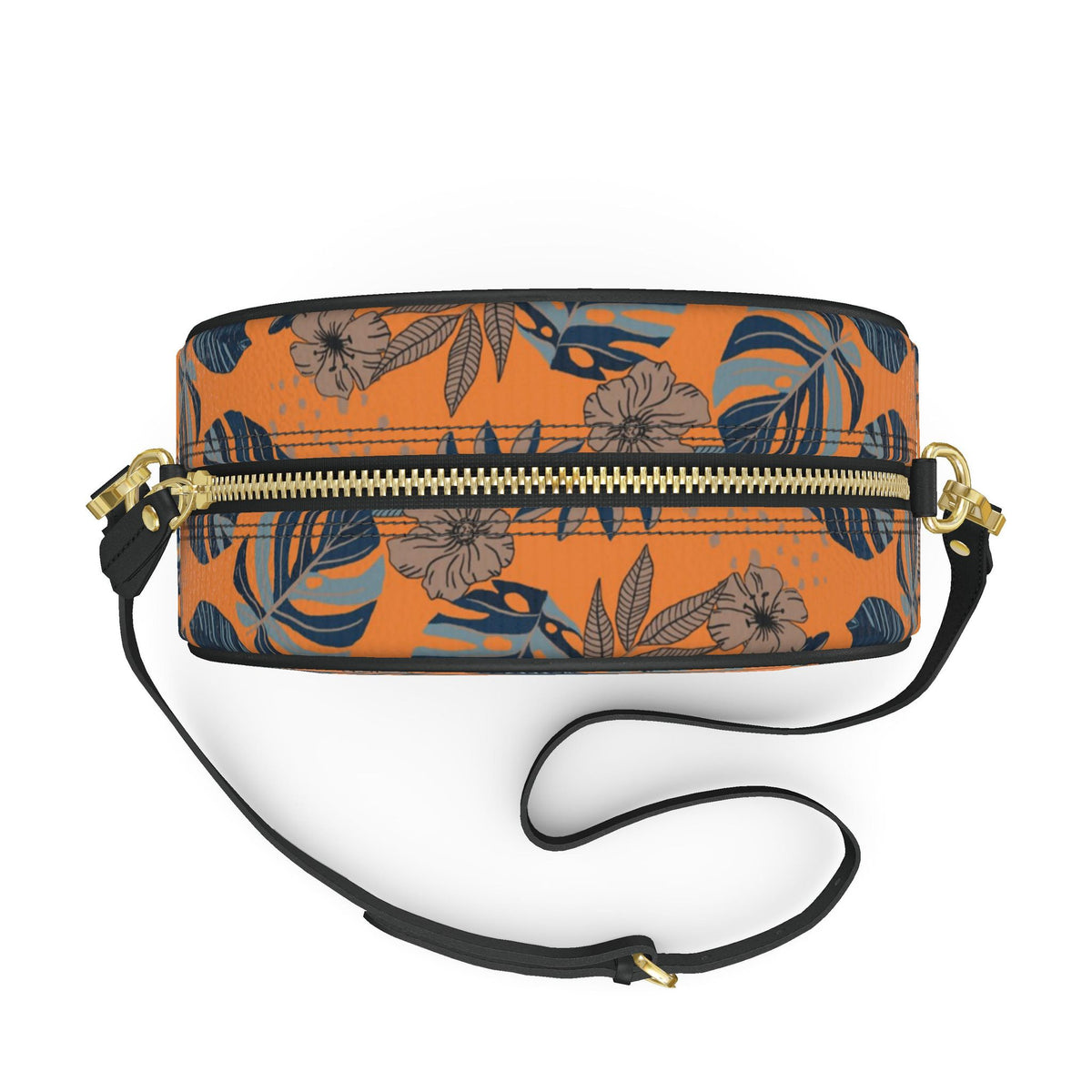 Gumdrop Nappa Leather Bag — Midnight Monstera Cadmium Orange