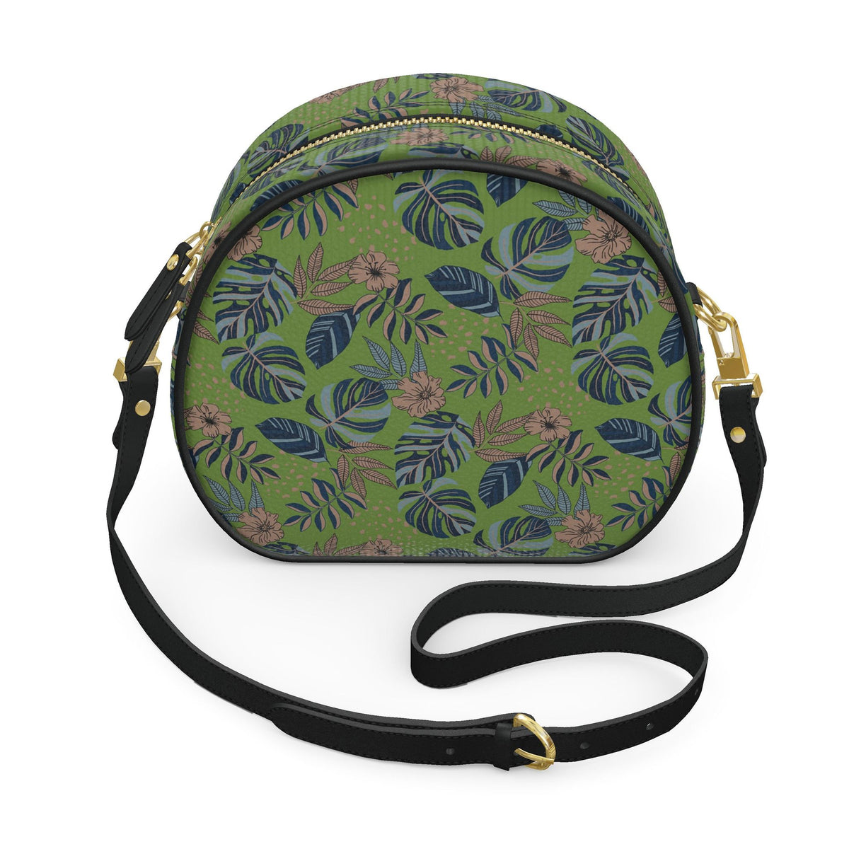 Gumdrop Nappa Leather Bag — Midnight Monstera Olive Velour