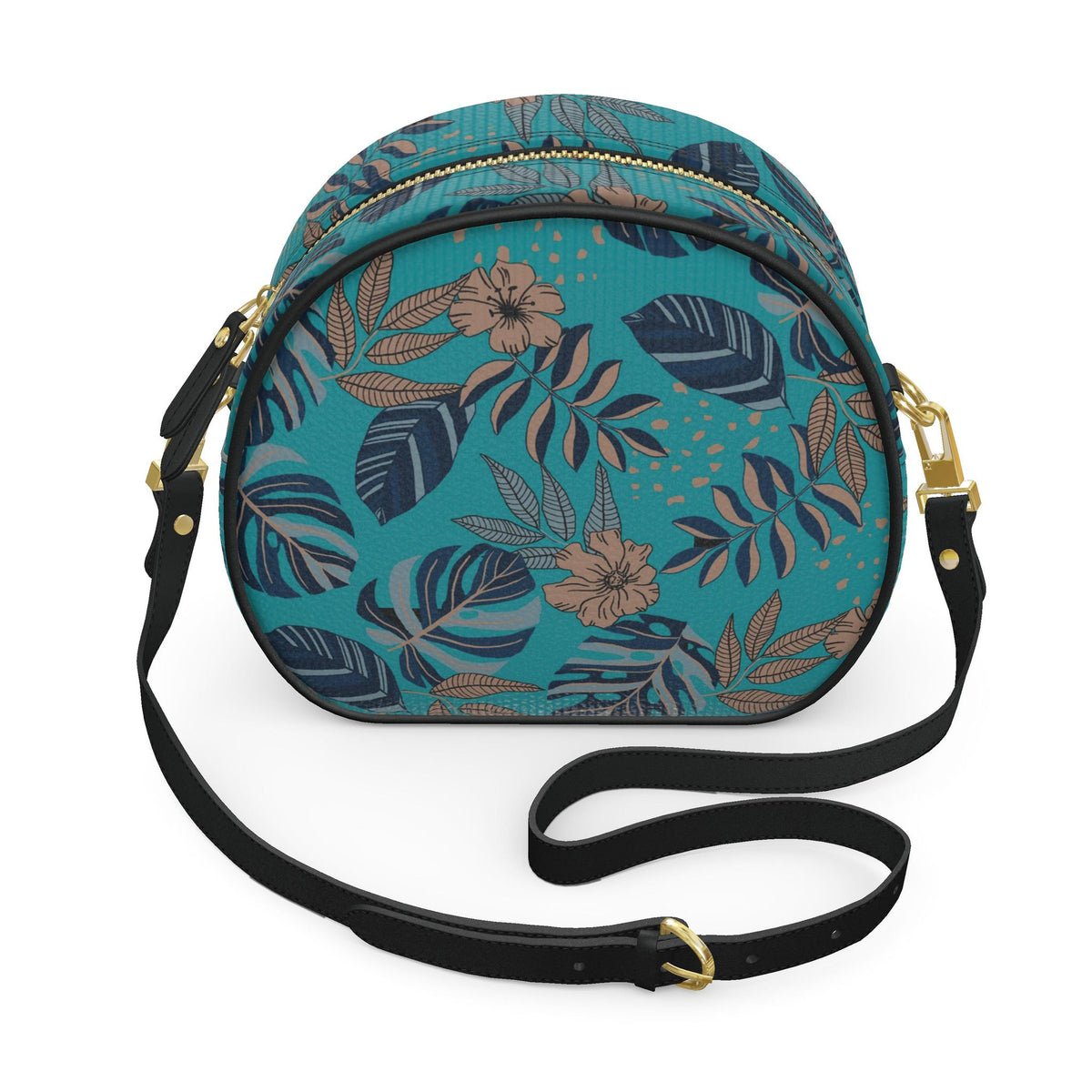 Gumdrop Nappa Leather Bag — Midnight Monstera Cyan Noir