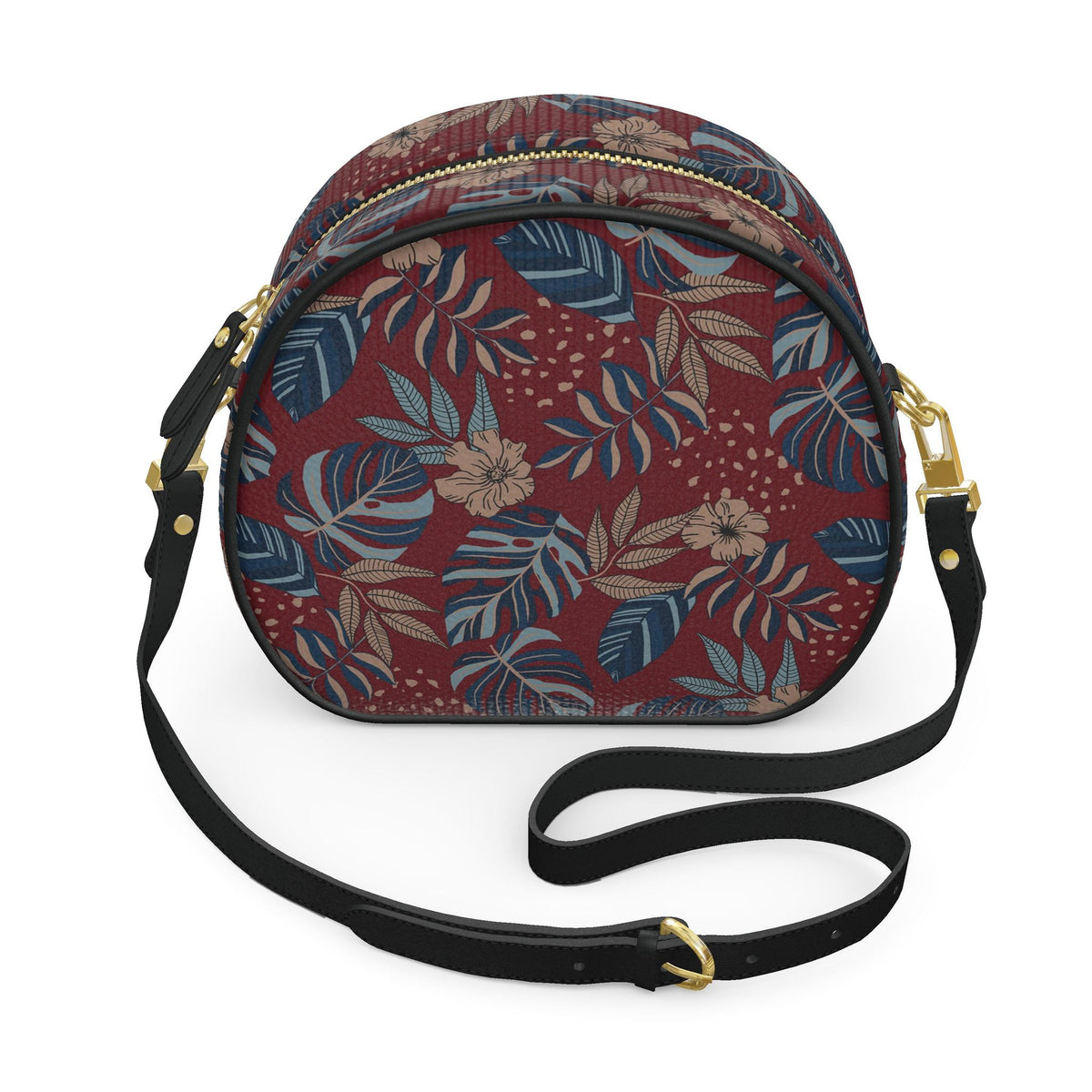 Gumdrop Nappa Leather Boat — Midnight Monstera Ruby Red