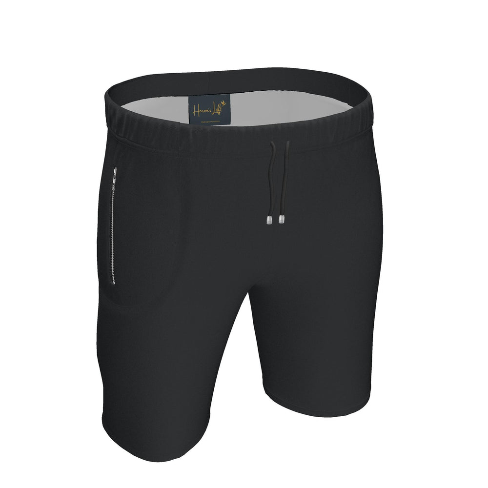 Men's Knee-High Gym Shorts — Midnight Monstera Solid