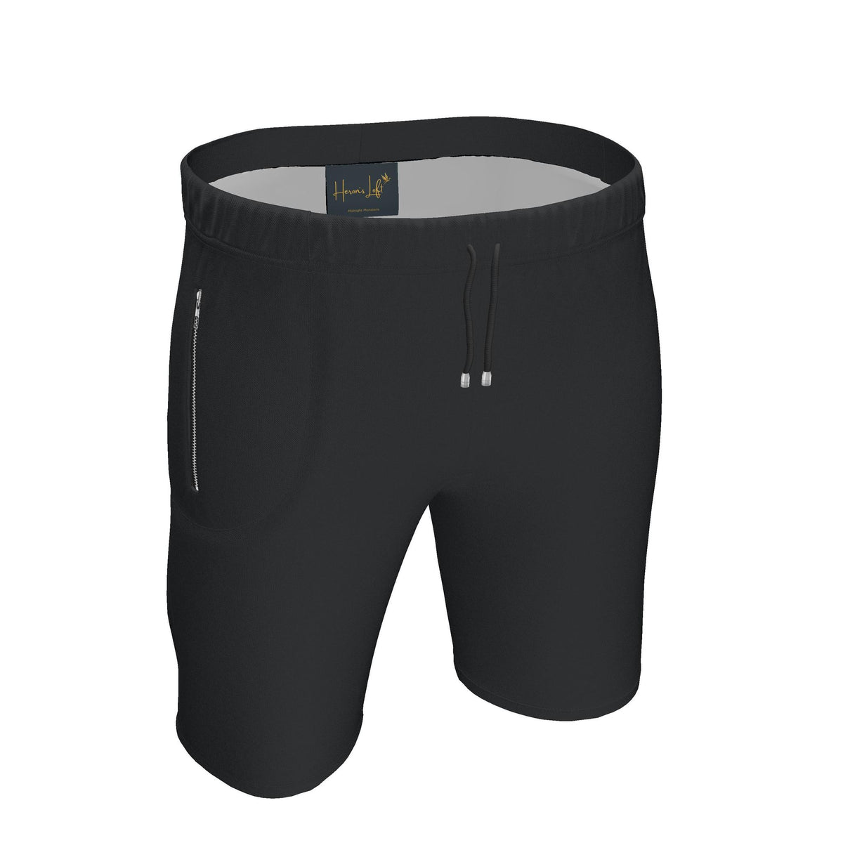 Men's Knee-High Gym Shorts — Midnight Monstera Solid