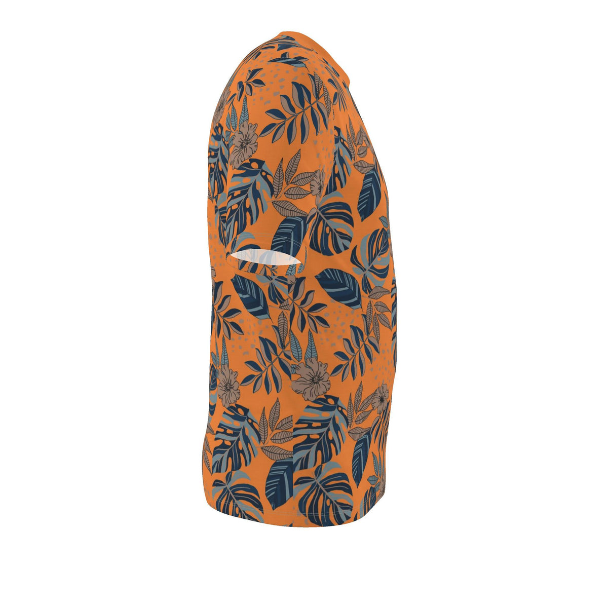 Men's Athletic Crew Neck T-Shirt — Midnight Monstera Cadmium Orange