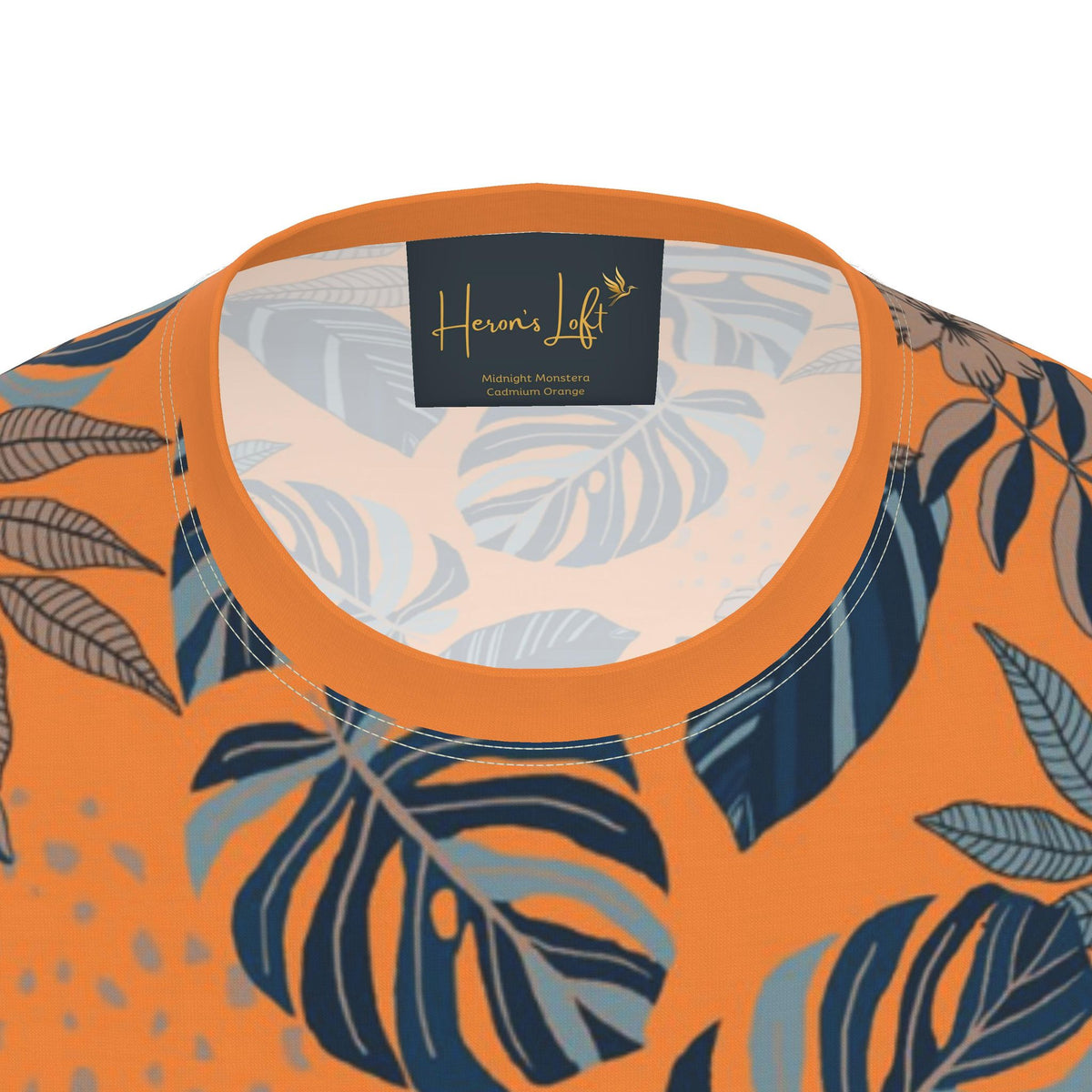 Men's Athletic Crew Neck T-Shirt — Midnight Monstera Cadmium Orange