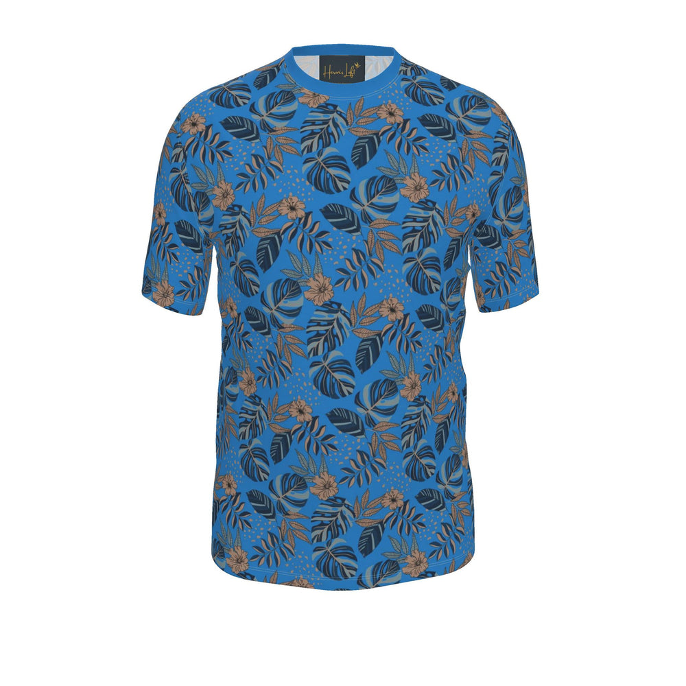 Men's Athletic Crew Neck T-Shirt — Midnight Monstera Azure Blue