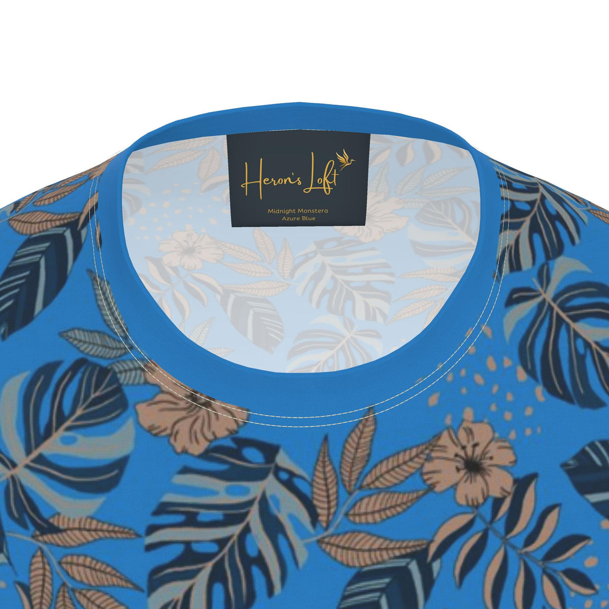 Men's Athletic Crew Neck T-Shirt — Midnight Monstera Azure Blue