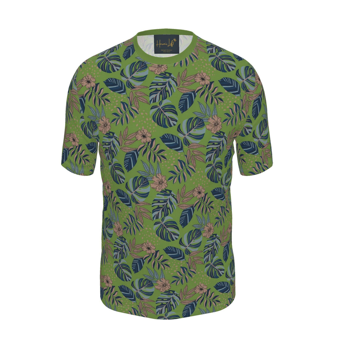 Men's Athletic Crew Neck T-Shirt — Midnight Monstera Olive Velour
