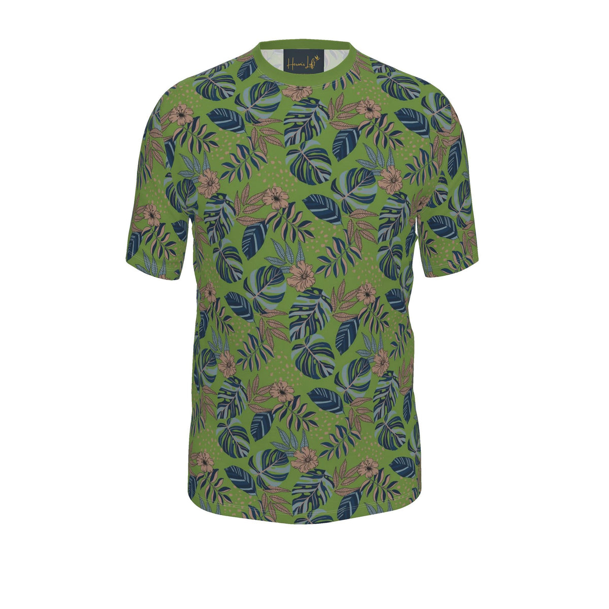 Men's Athletic Crew Neck T-Shirt — Midnight Monstera Olive Velour