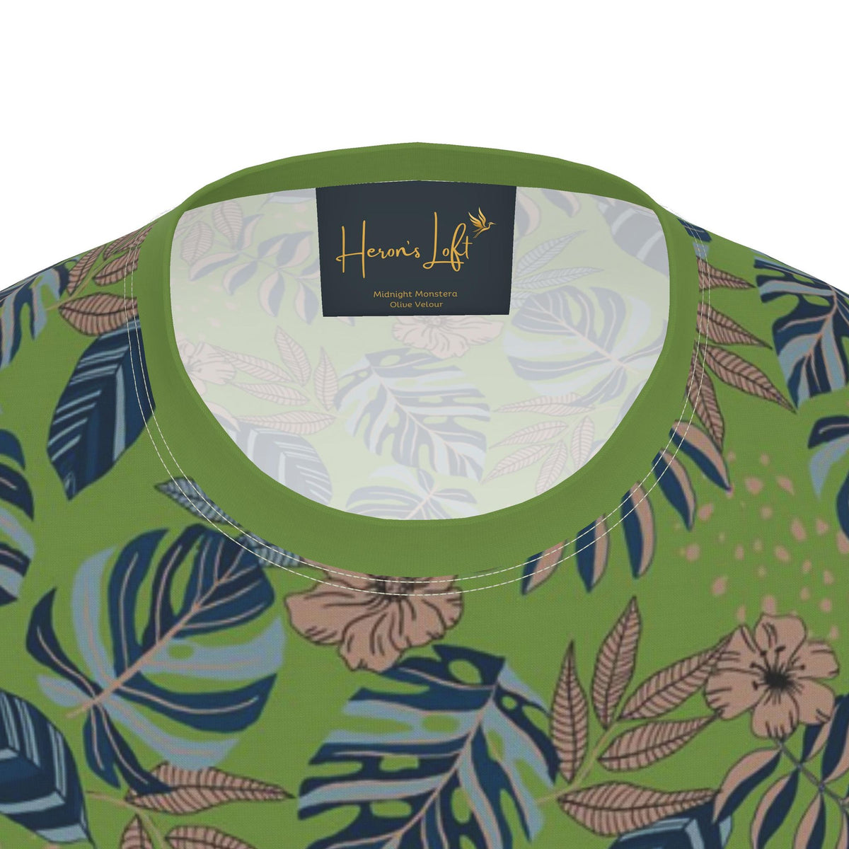 Men's Athletic Crew Neck T-Shirt — Midnight Monstera Olive Velour