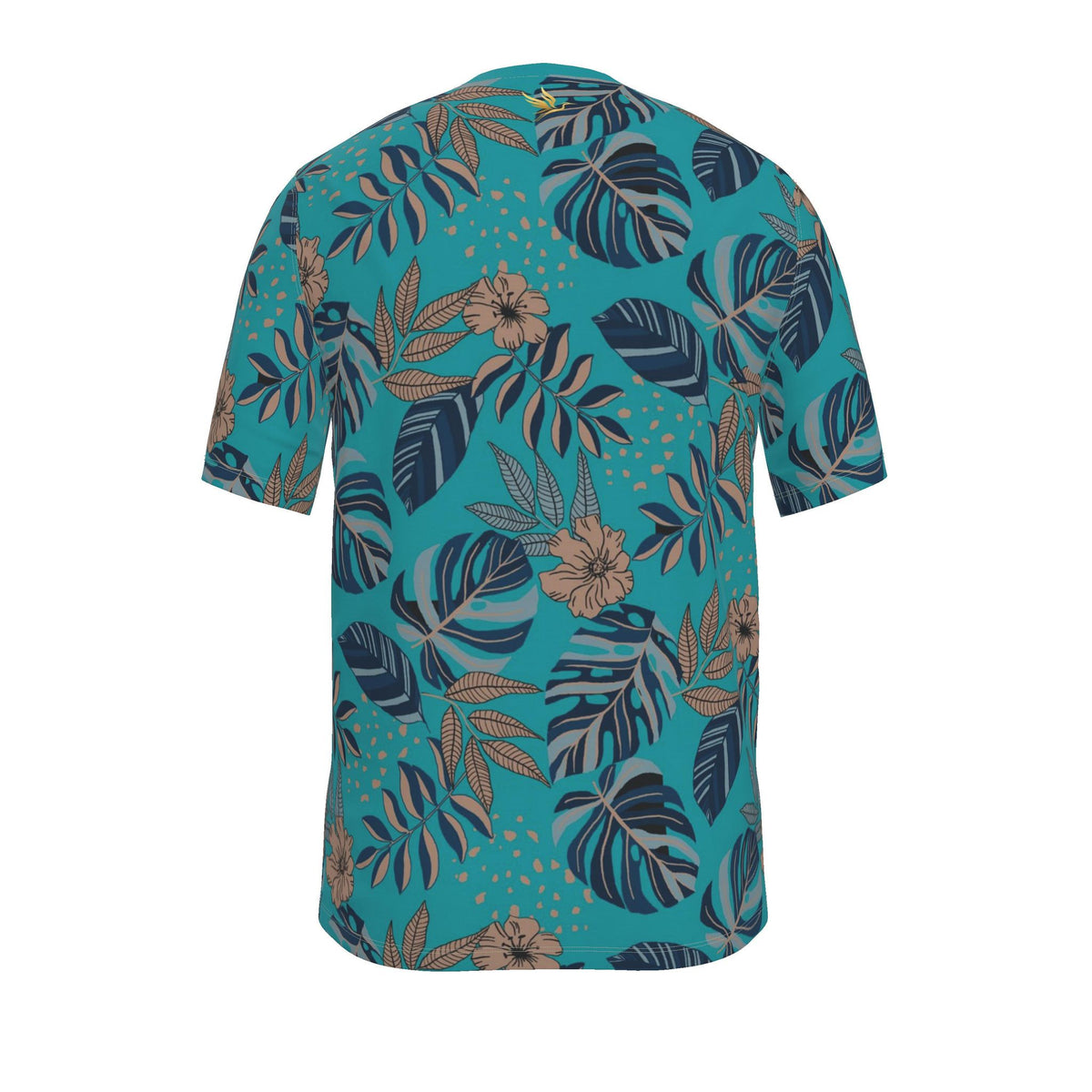 Men's Athletic Crew Neck T-Shirt — Midnight Monstera Cyan Noir