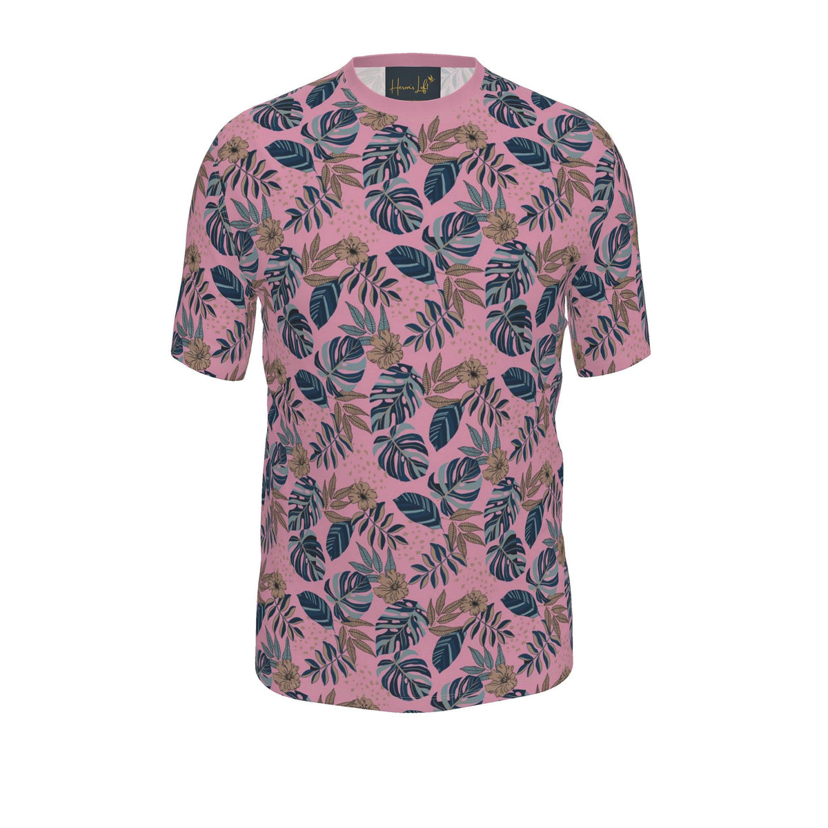 Men's Athletic Crew Neck T-Shirt — Midnight Monstera Lunaria Rose