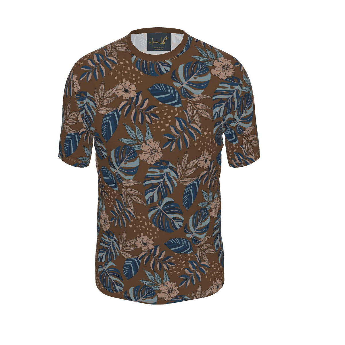 Men's Athletic Crew Neck T-Shirt — Midnight Monstera Roasted Teak